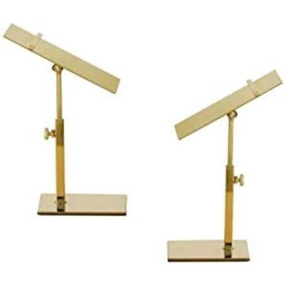 2 Pack -Gold Polished Stainless Steel Adjustable Shoe Display Stand